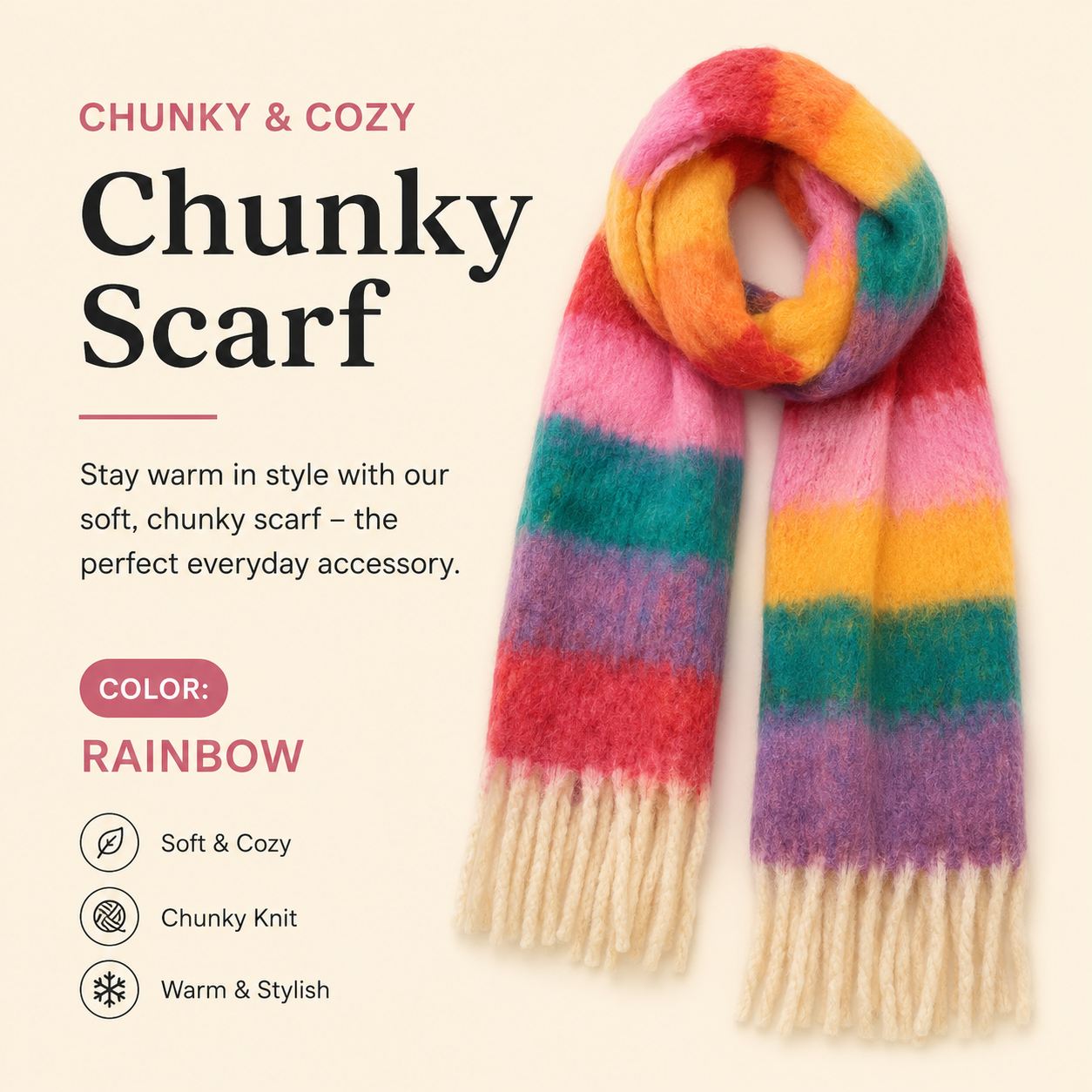 Rainbow Chunky Scarf