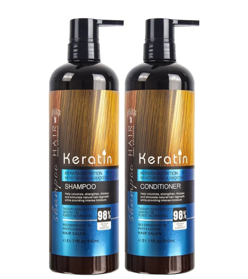 Keratin Moisturizing Shampoo & Conditioner Set - 900ml